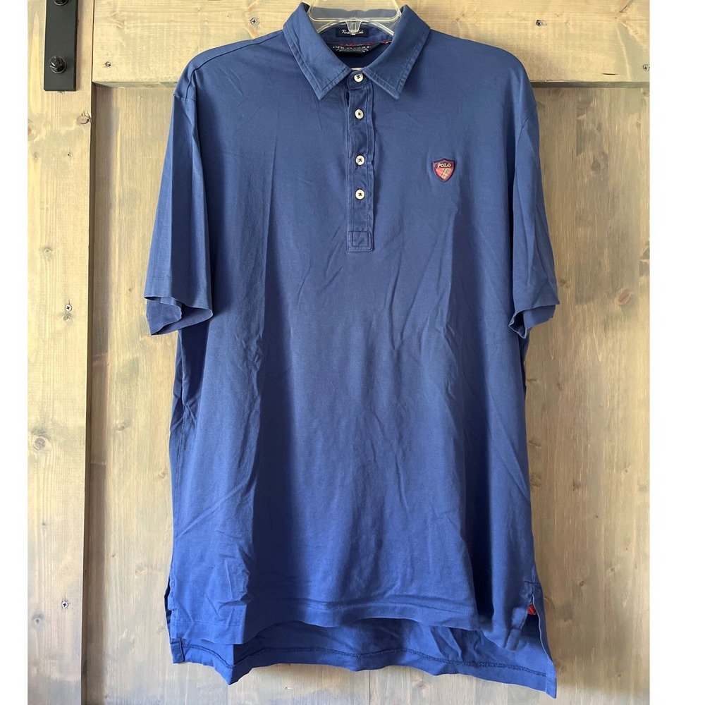 VTG‎ Ralph Lauren Polo Golf Secession Golf Club Polo Shirt Navy Blue Men Large